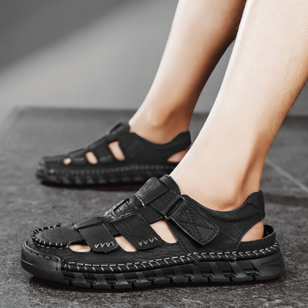 Men's Simple All-match Leather Non-slip Sandals - Image 2