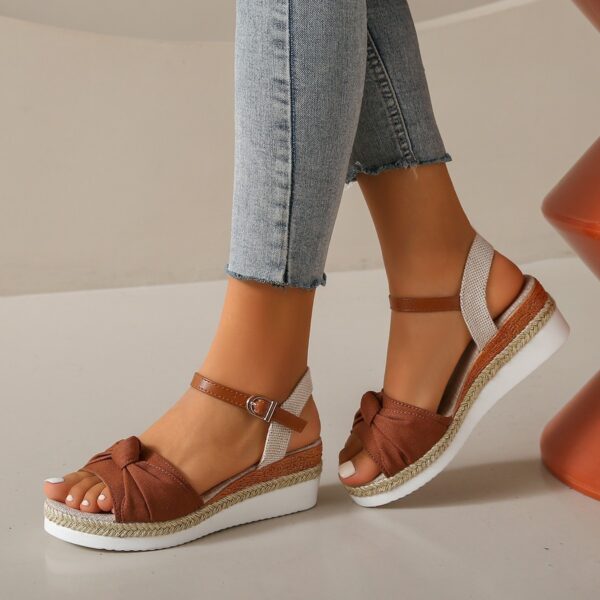 Bowknot Fashion Sandals Fish Mouth Buckle Rope Bottom - Image 3