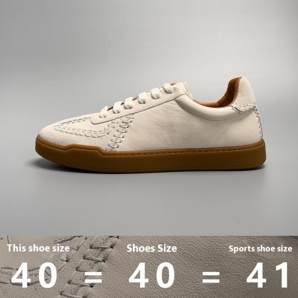 Baseball Low-cut Genuine Leather Sneakers Men's White Shoes - Image 4