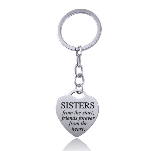 Stainless Steel Heart Sisters Best Friends Inspirational Keychains - Image 7