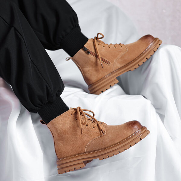 High-top Leather Shoes Leather Zipper Short Boots - Image 4