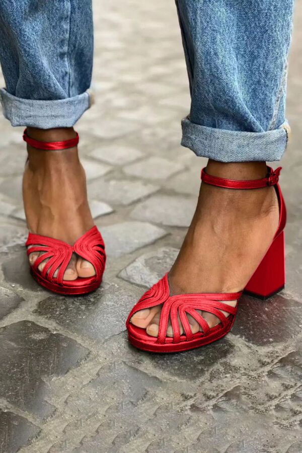 Women's High Heel Fashion Peep Toe Buckle Sandals - Image 3