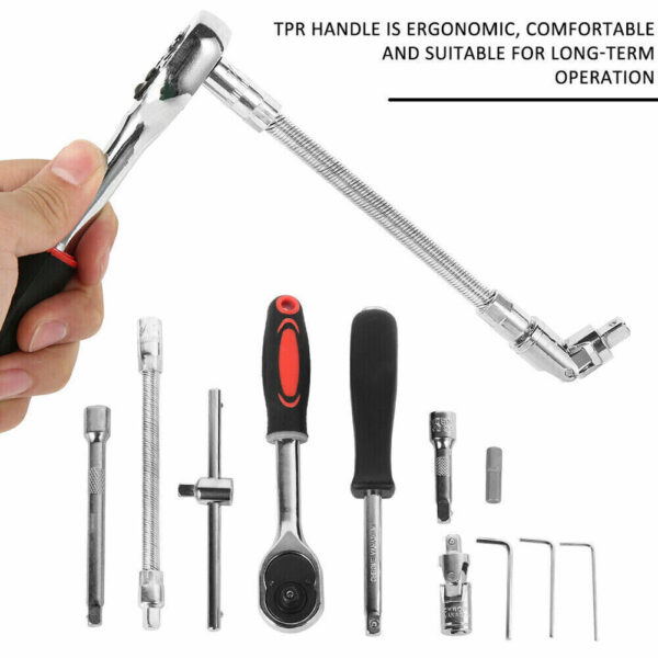 46PCS Metric Socket Set Ratchet Torx Wrench Kit 1  4   Drive Repair Tool With Case - Image 3