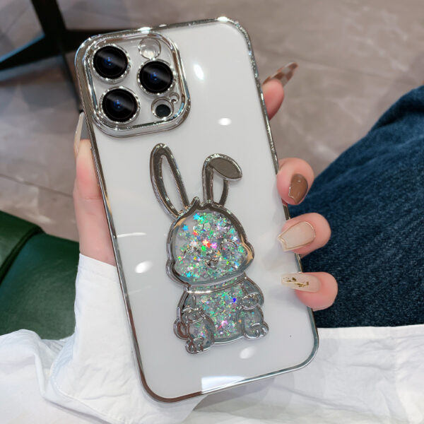 Plastic Electroplating Lens Protector Phone Case Year Quicksand Rabbit All-inclusive Drop-resistant - Image 4