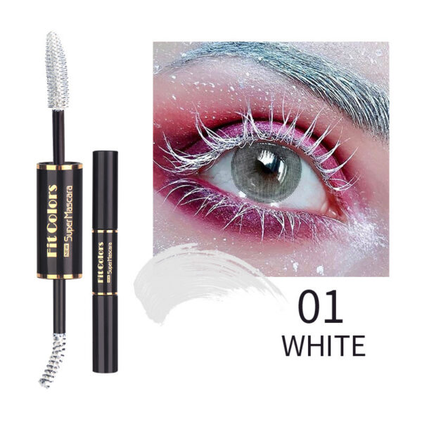 Double-headed Color Mascara Thick Curl More Than Waterproof Not Smudge White Eyebrow Dyeing - Image 6