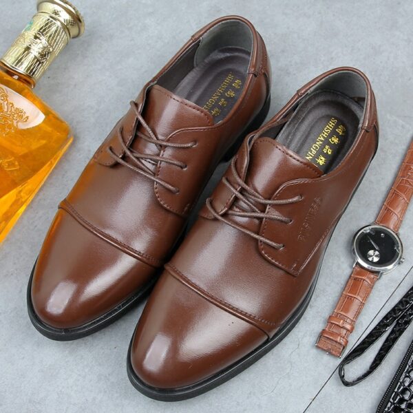 Men's Shoes Plus Size Business Formal Wear Leather Shoes Breathable Lace Up - Image 5