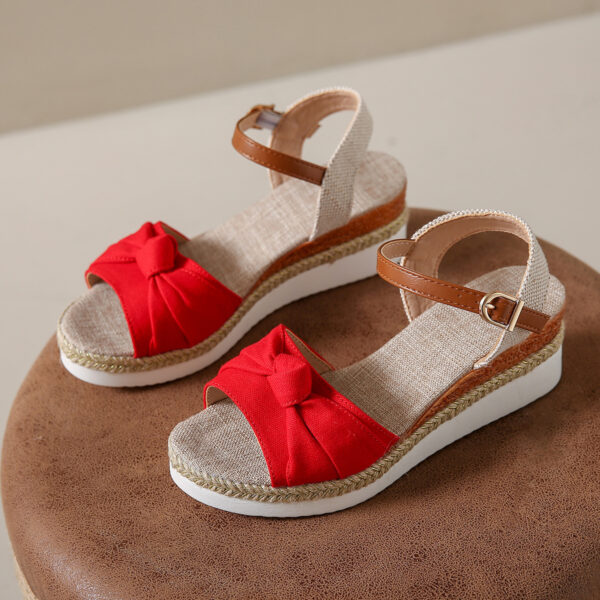 Bowknot Fashion Sandals Fish Mouth Buckle Rope Bottom - Image 2