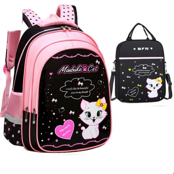 Kids School Cute Cat Print Backpack - Image 7