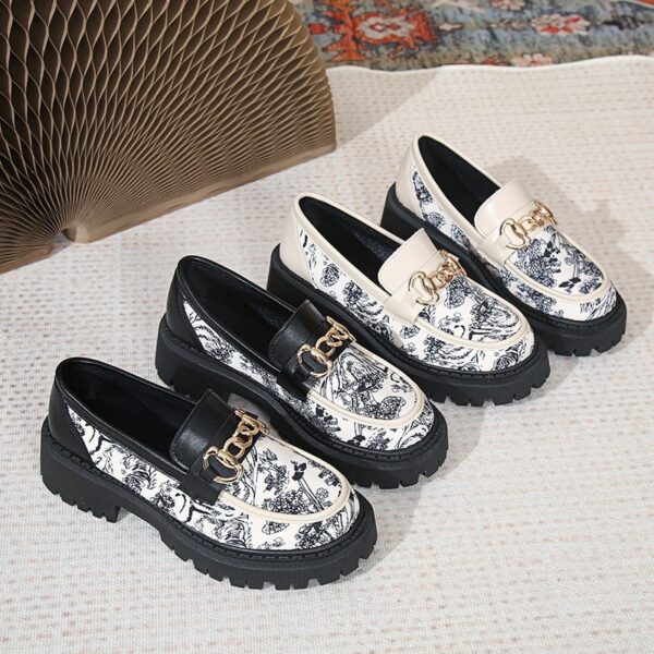 Plus Size National Style Muffin Platform Loafers Female Fashionable Golden Chain - Image 2