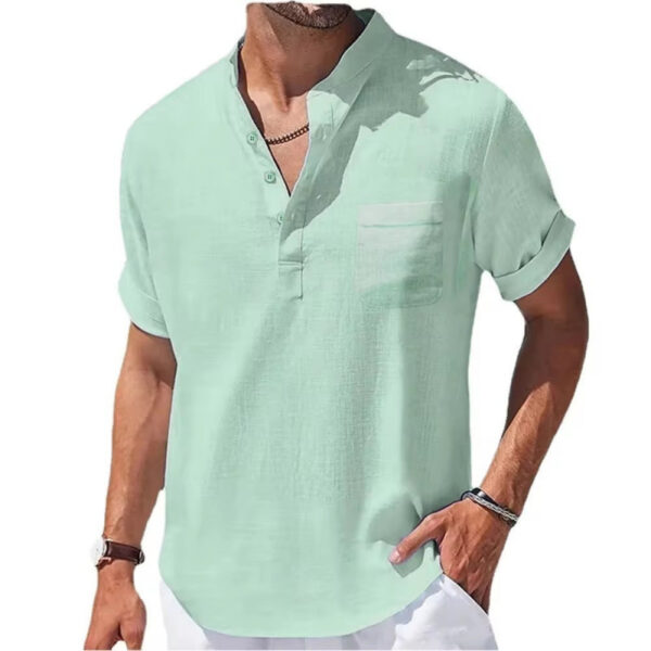 Cotton Linen Linen Men's Short-sleeved T-shirt - Image 3