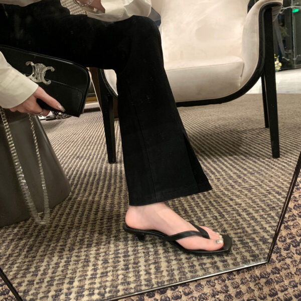 Women's Square Toe Leather Flip-flops - Image 7