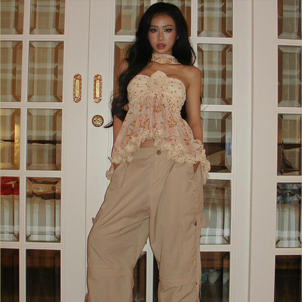 Women's Floral Chiffon Top Tube Loose Vest - Image 5