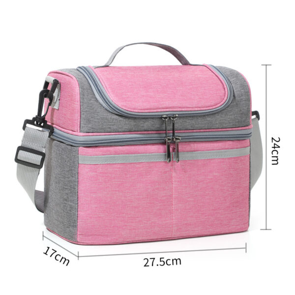 Double-layer Color Matching Lunch Bag Thick Aluminum Foil Large Capacity Insulated Bag - Image 3