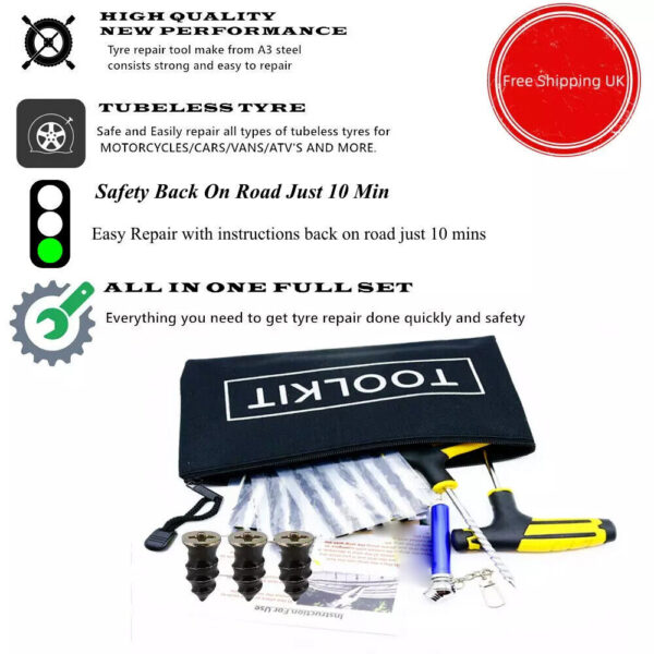 22Pcs Emergency Tyre Puncture Repair Kit Car Van Motorcycle Tubeless Tire Strips - Image 6