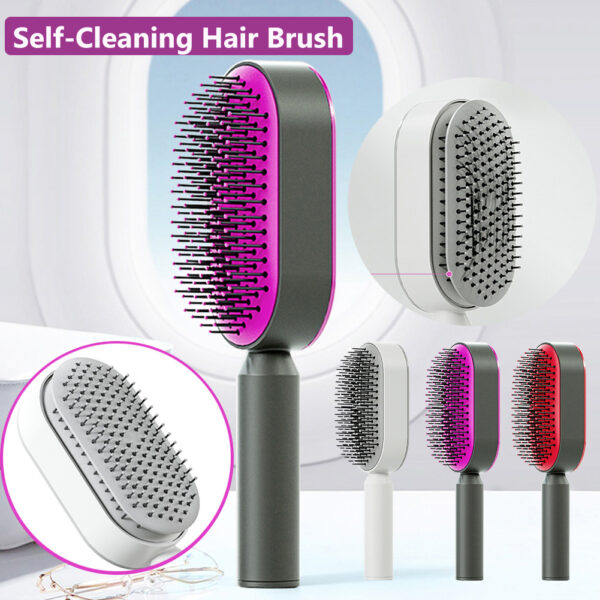 Self Cleaning Hair Brush For Women One-key Cleaning Hair Loss Airbag Massage Scalp Comb Anti-Static Hairbrush - Image 3