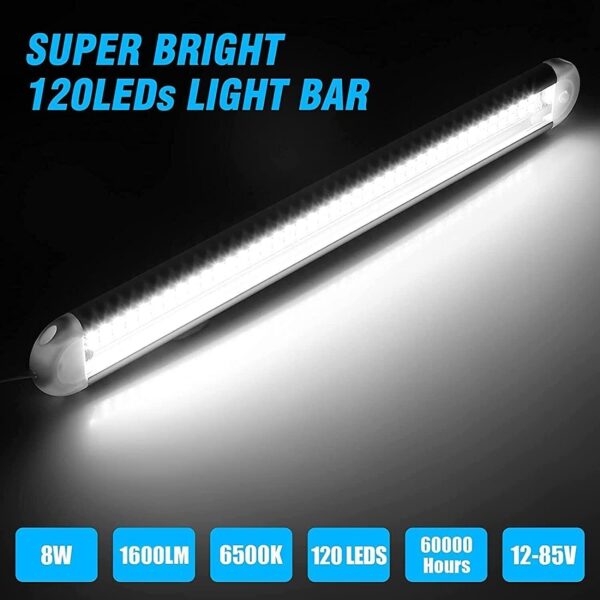4x 12V 120 LED Car Interior Strip Lights Bar Light Car Van Caravan Boat Home Bus - Image 4