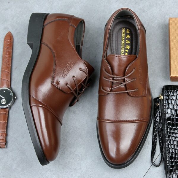 Men's Shoes Plus Size Business Formal Wear Leather Shoes Breathable Lace Up - Image 3