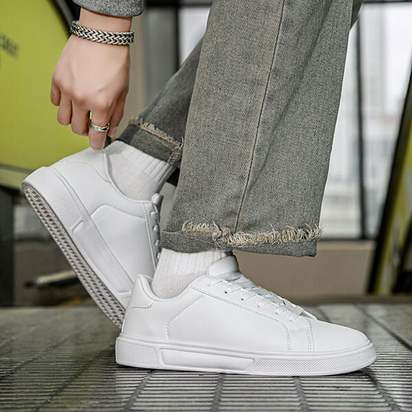 Flat Bottom Comfort Board Korean Leather Casual Sneakers - Image 3