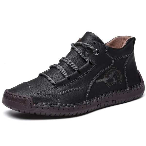 Men's Autumn Sewing High-top Leather Flat Outdoor Work Clothes Casual Shoes - Image 9