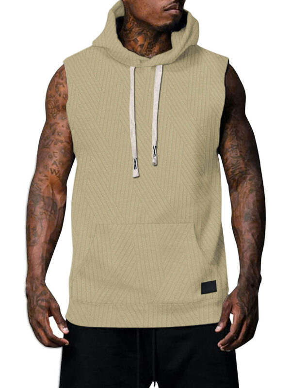 Sleeveless Vest Top Men's Waistcoat Hooded - Image 9