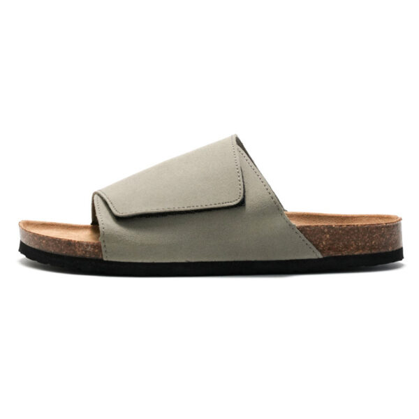 Cork Slippers Male Leather Version Platform Slippers Retro Slip-on Lazy Shoes - Image 5