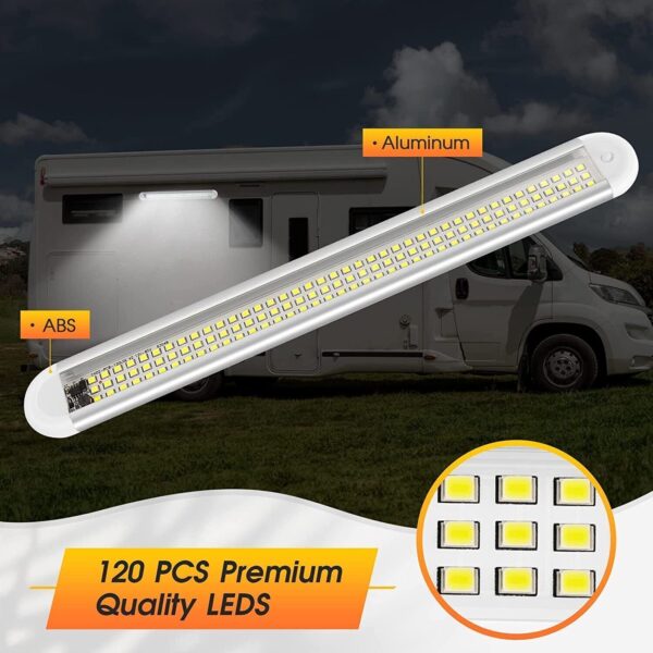 4x 12V 120 LED Car Interior Strip Lights Bar Light Car Van Caravan Boat Home Bus - Image 2
