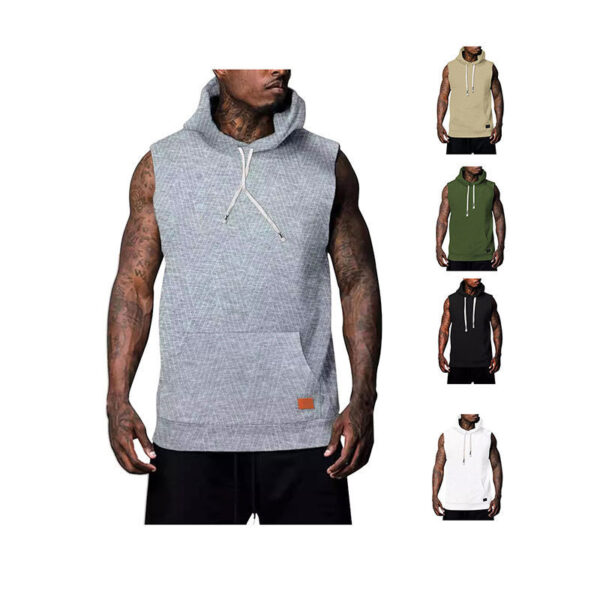 Sleeveless Vest Top Men's Waistcoat Hooded - Image 3