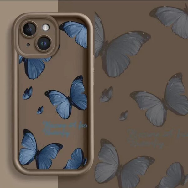 Blue Butterfly Printed Edging Drop-resistant Phone Case - Image 2