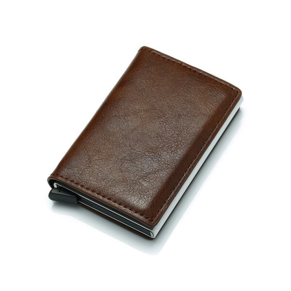 PU Leather Credit Holder Business Money Cash Card Package RFID Wallet Automatic Aluminum Alloy Card Men Bag - Image 4