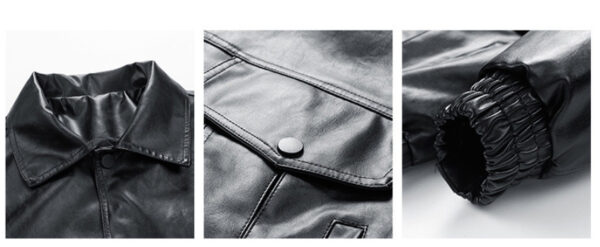Embroidery New Men's PU Leather Coat - Image 6