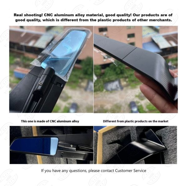 Electric Car Street Bike Universal Handle Mirror Blue Lens Aluminum Alloy Material Motorcycle Modification Accessories - Image 3