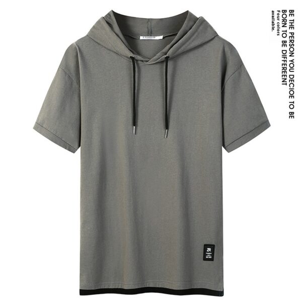 Casual Simple Men's Clothing Cotton Hooded T-shirt - Image 8