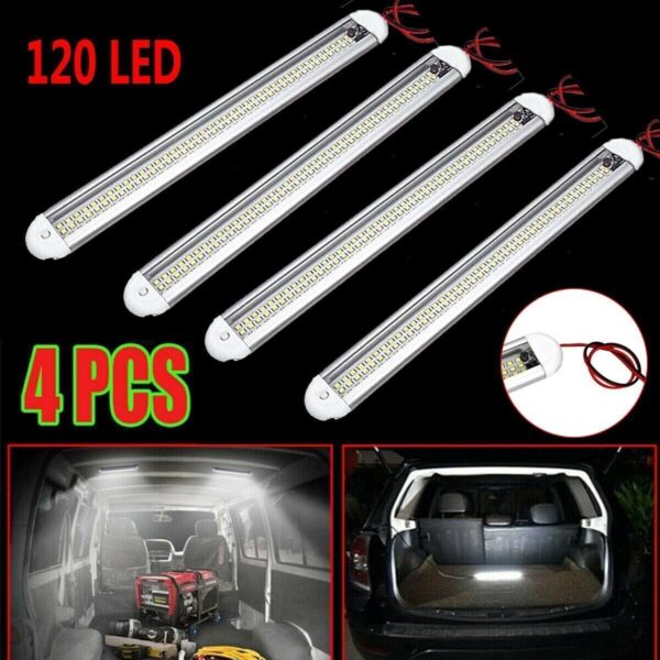 4x 12V 120 LED Car Interior Strip Lights Bar Light Car Van Caravan Boat Home Bus - Image 3