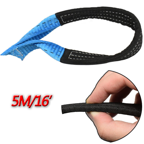 8T 16' 5M Tow Rope Heavy Duty Towing Pull Strap Road Recovery Two Shackles Chain - Image 2