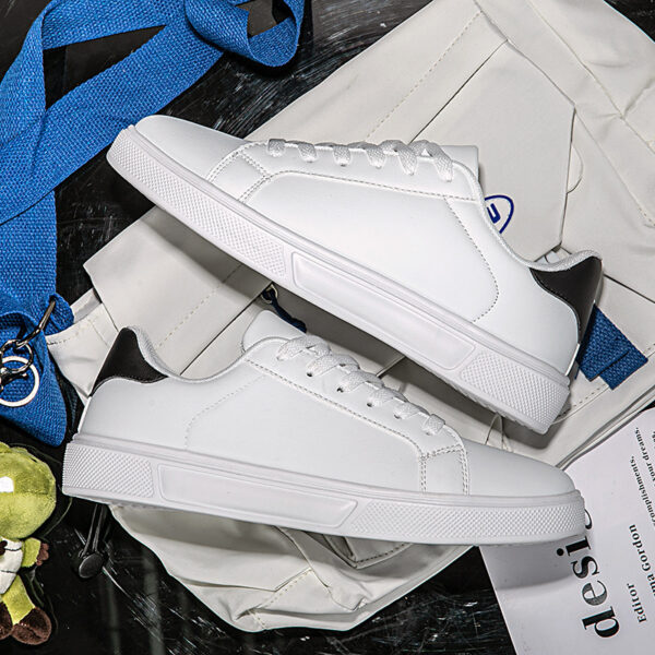 Flat Bottom Comfort Board Korean Leather Casual Sneakers - Image 5