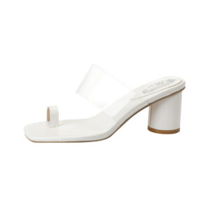 Toe Covering Transparent Ankle-strap Chunky Heel Outdoor Slippers