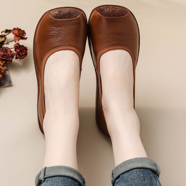 First Layer Cow Autumn Leather Shoes Flat Heel Comfort - Image 8