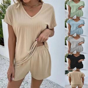 Spring And Summer New Knit Casual Home Two-piece Suit For Women