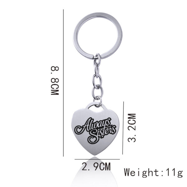 Stainless Steel Heart Sisters Best Friends Inspirational Keychains - Image 10