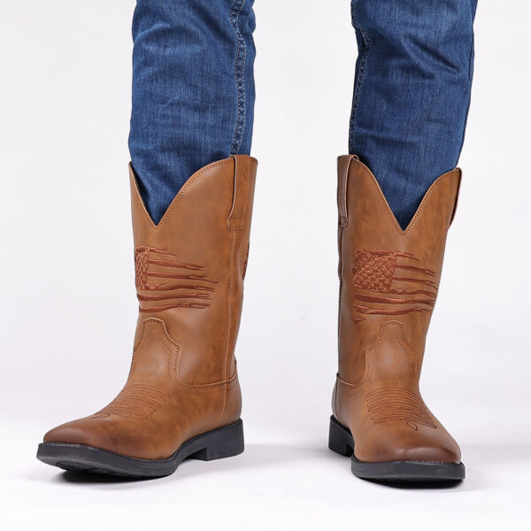 High Embroidered Retro Wide Head Cowboy Boot - Image 2