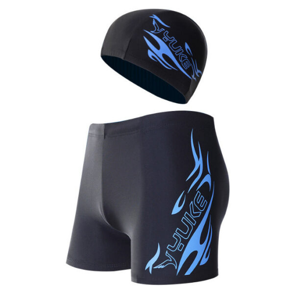 Men's Boxer Swimming Trunks Plus Size Swimsuit Swimming Cap Suit - Image 4