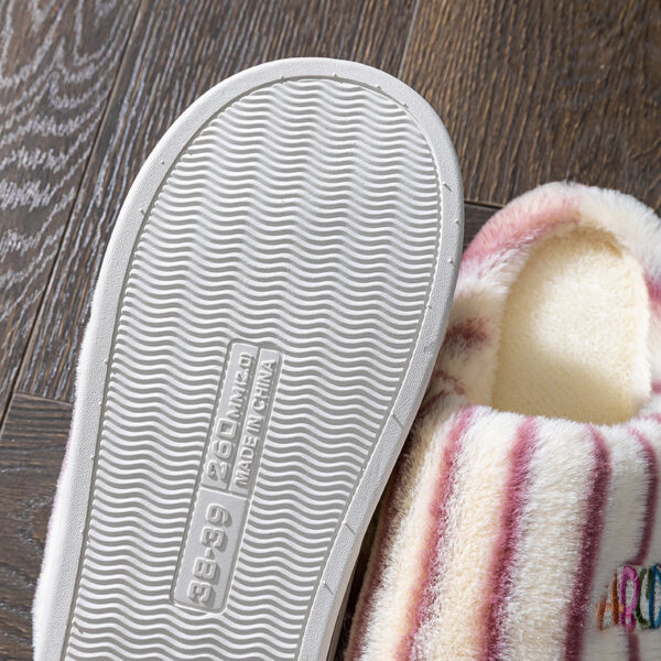 Colorful Vertical Terms Plush Soft Cotton Slippers - Image 2