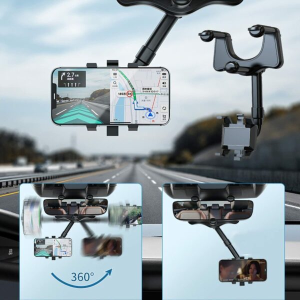 Rotatable And Retractable Car Phone Holder Rearview Mirror UK Stock - Image 9