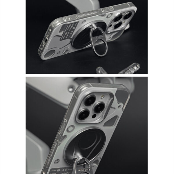 Electroplated Mechanical Silver Phone Case Personalized Magnetic Bracket - Image 3