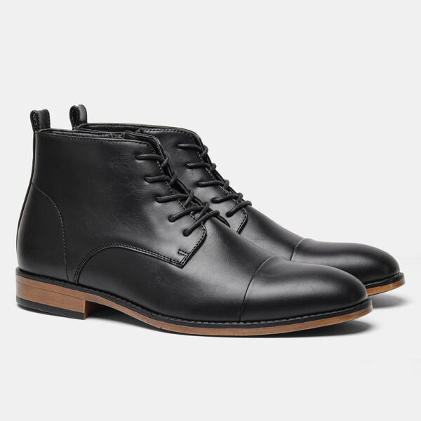 Plus Size Men's Chelsea Boots Inside Zipper Leather Boots - Image 7