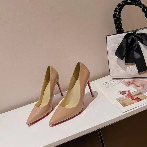 Women's Pointed Low-cut Patent Leather High Heels - Image 5