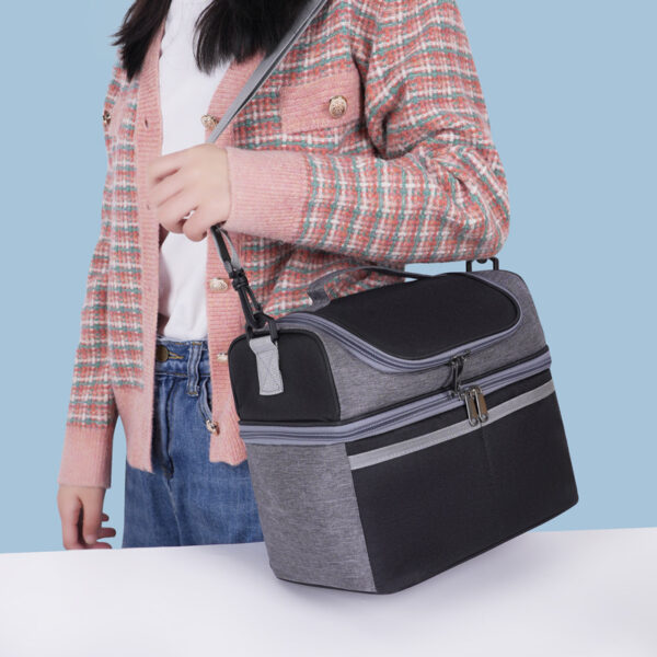Double-layer Color Matching Lunch Bag Thick Aluminum Foil Large Capacity Insulated Bag - Image 8