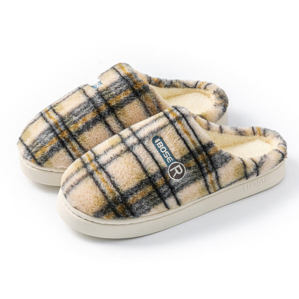 Women's Home Plush Warm Non-slip Plaid Cotton Shoes - Image 7