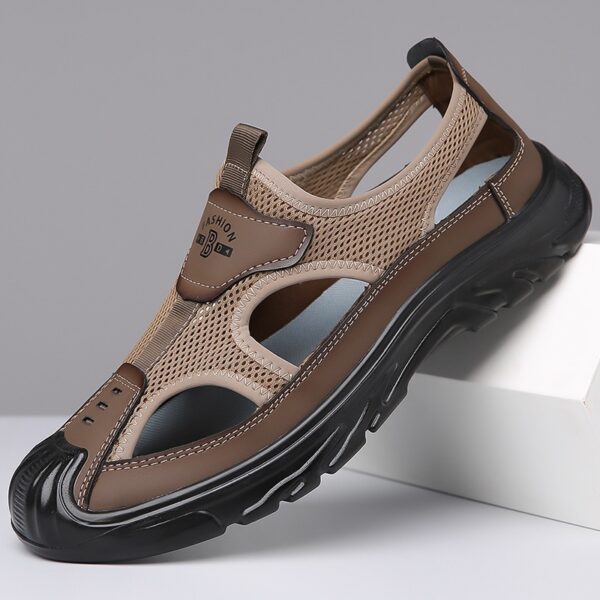 Summer Breathable Men's Sandals Hollow Mesh Surface Casual All-match Hole Outdoor Travel Soft Bottom Slip On Beach Shoes - Image 6