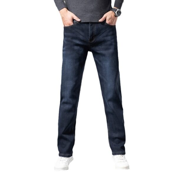Fleece-lined Men's Loose Straight Plus Size Jeans - Image 5